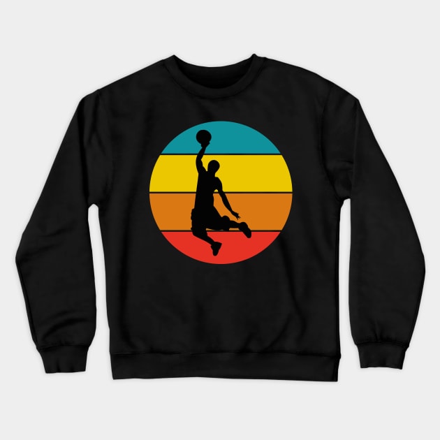 Playing Mens Basketball Retro Sunset Silhouette Crewneck Sweatshirt by MOP tees